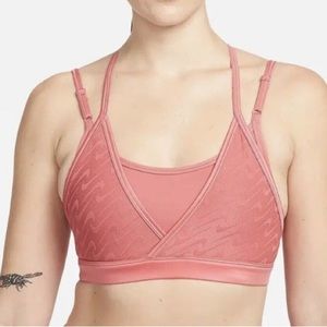 Nike Pink Logo Swoosh Dri-Fit Indy Icon Clash Pink Sports Bra